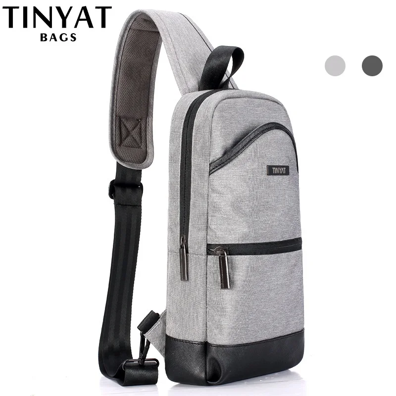 

TINYAT Men's Crossbody Bag New chest bag for teenages casual canvas Shoulder bag for 7.9 inch pad leather large Messenger bag