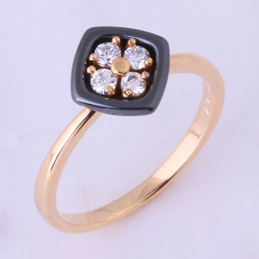 

Love Monologue Simple fashion Black Square Ceramic Rings for Women Yellow Gold Color Ring Brand Jewelry X0017