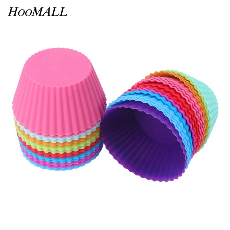 

Hoomall 12PCs Muffin Cupcake Moulds Silicone Mold Bakeware Liners Mold DIY Kitchen Baking Cake Decorating Tools Random Colors
