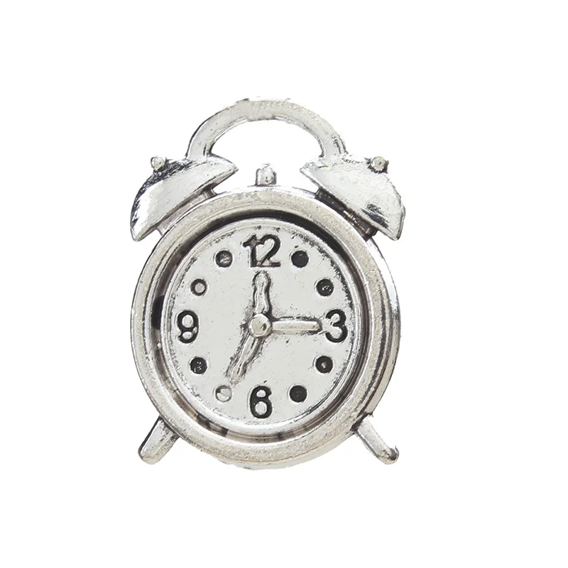 10pcs/lot Charm Silver Alarm Clock Shape Jewelry Pendant Necklace
