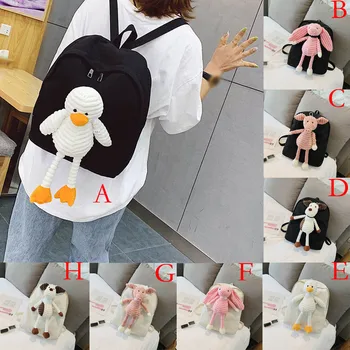 

Anti Theft Backpacks Travel Teenage Backbag Female Cartoon Doll Bag Student Campus Plush Backpack Cute Backpack Canvas Bag