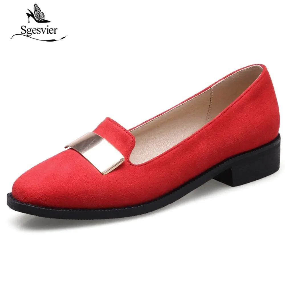

Sgesvier Autumn New Women Pumps Square Toes Low Heels Office Lady Dating Shoes Black Red Pink Thick Heel Slip on Shoes OX506