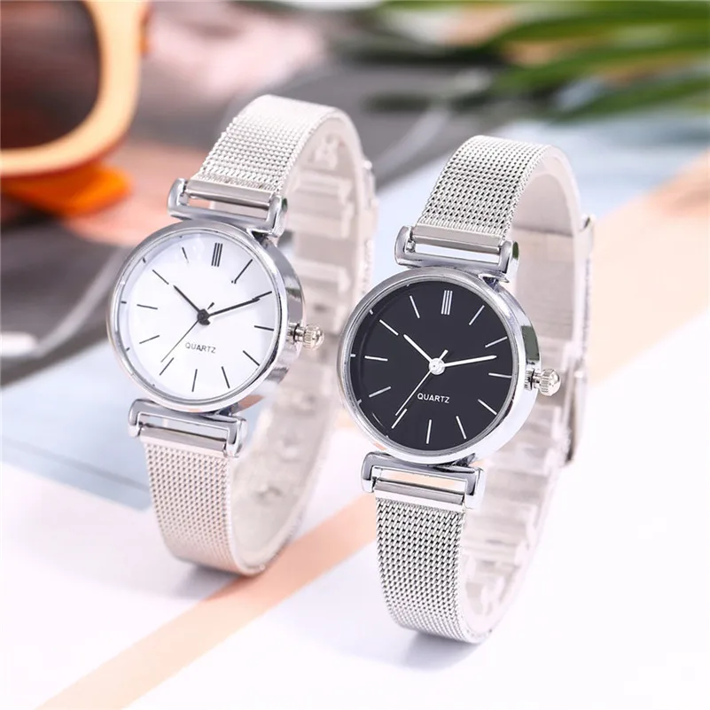 Fashion Women Watches Simple Ladies Mesh Stainless Steel Watch Quartz Wrist Minimalism Clock Montre Femme /C | Наручные часы