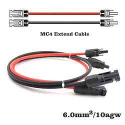 1 пара X 10 m 5 m 3 м 2 м 1 м 6mm2 10AWG MC4 разъем подключения филиал черный параллельно серии 1 метр продлить кабель
