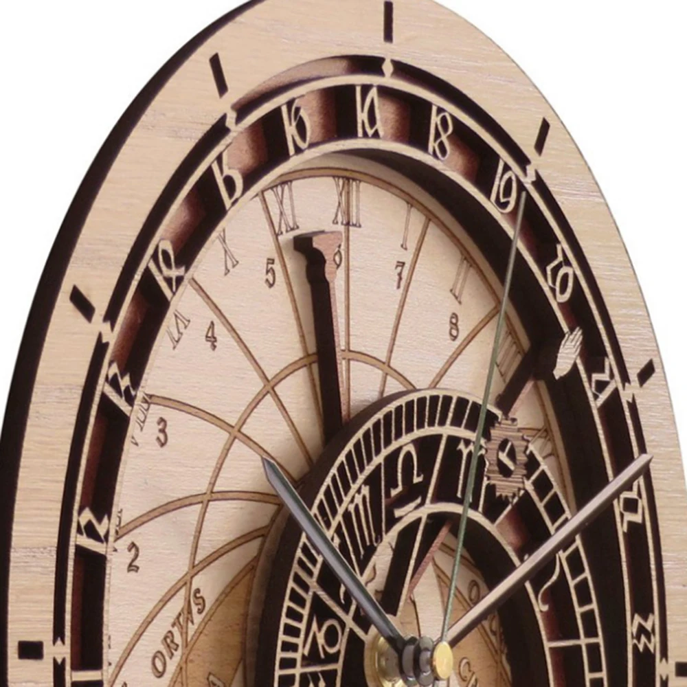 Creative wall clock Prague Astronomical Wooden Clock Living Room Wall Clock Quartz Clock Home Decoratio wood clock wall