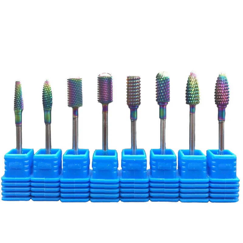 

1pc Rainbow Nano Coating Tungsten Carbide Burrs Nail Drill Bits For Electric Manicure Drill Nail Art Accessories Tool New Design