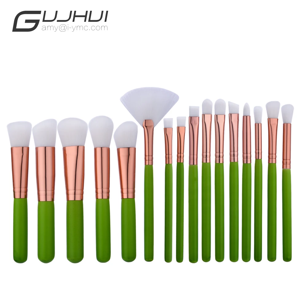 

New Green Color 16 Pcs Makeup Brushes Set Snow Hair Cosmetic Foundation Blusher Powder Eye Blending Brush beauty tools kits