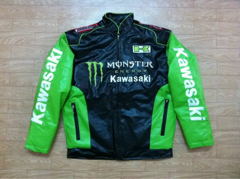 Free Shipping Feather Embroide Logo Monster Kawasaki Racing Team Jacket Coat Motorcycle Jackets Black Winter Man S Outerwear Coat Accessories Jackets Pinkjacket Motorcycle Aliexpress