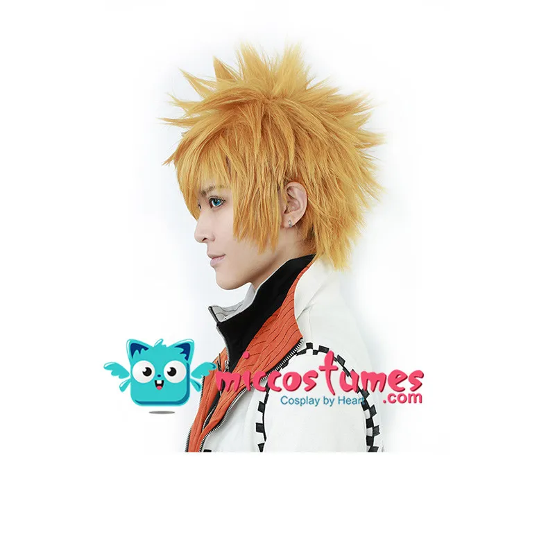 Синтетический парик Kingdom Hearts Roxas термостойкий короткий желтый блонд Аниме косплей парик