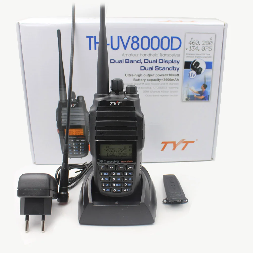 2 шт TYT TH-UV8000D 10 Вт 3600 мАч 136-174/400-520 МГц Двухдиапазонная портативная рация с функцией повторителя перекрестного диапазона