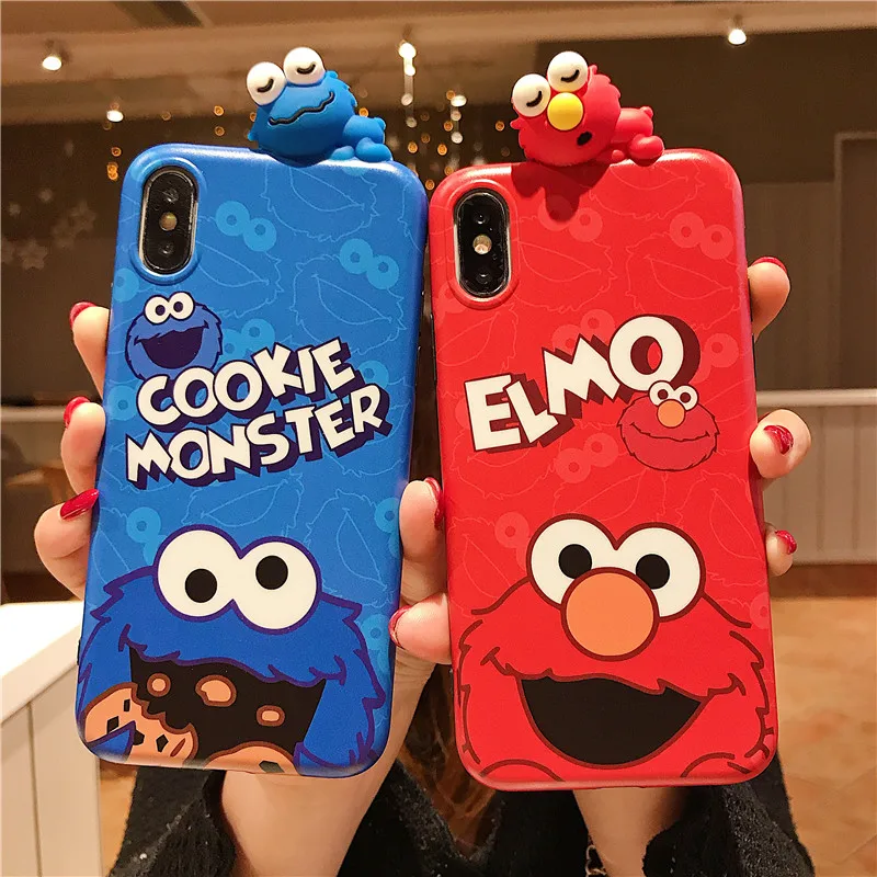 

3D Lovely cartoon Sesame Street Elmo soft Silicon IMD back cover for iphone 6 6s 7 8 plus X Xs Max XR Phone Case Cute Doll