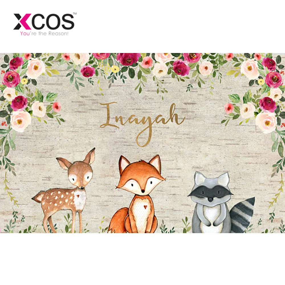 Personnalise Joyeux Anniversaire Fete Inde Renard Animaux Fleur Bois Boda Bebe Enfant Photo Arriere Plan Photographie Decors Qualite Vinyle Aliexpress