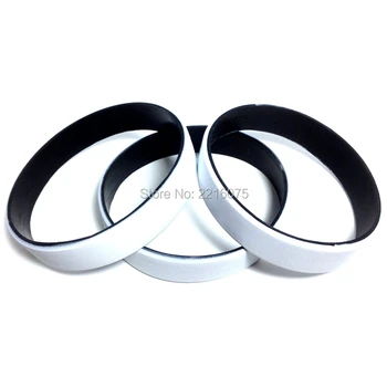 

100pcs White on Black silicone wristband rubber bracelets free shipping