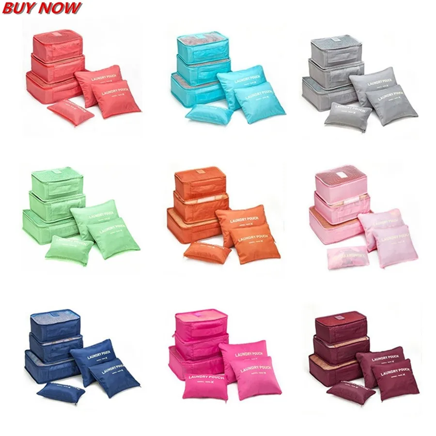 Nylon-Packing-Cube-Travel-Bag-System-Durable-6-Pieces-One-Set-Large-Capacity-Of-Sports-Bags