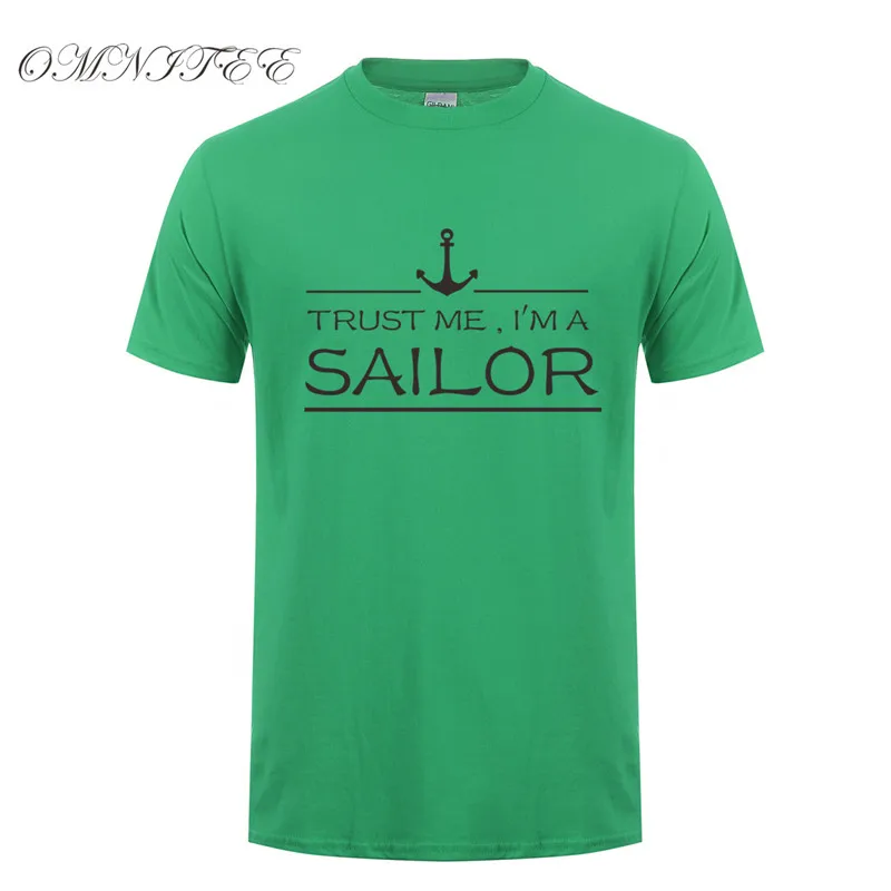 Omnitee, новинка, Летний стиль, Trust Me I'm A Sailor, футболки для мужчин, короткий рукав, хлопок, Забавный якорь, футболки, Camisetas, одежда OT-729 - Цвет: as picture