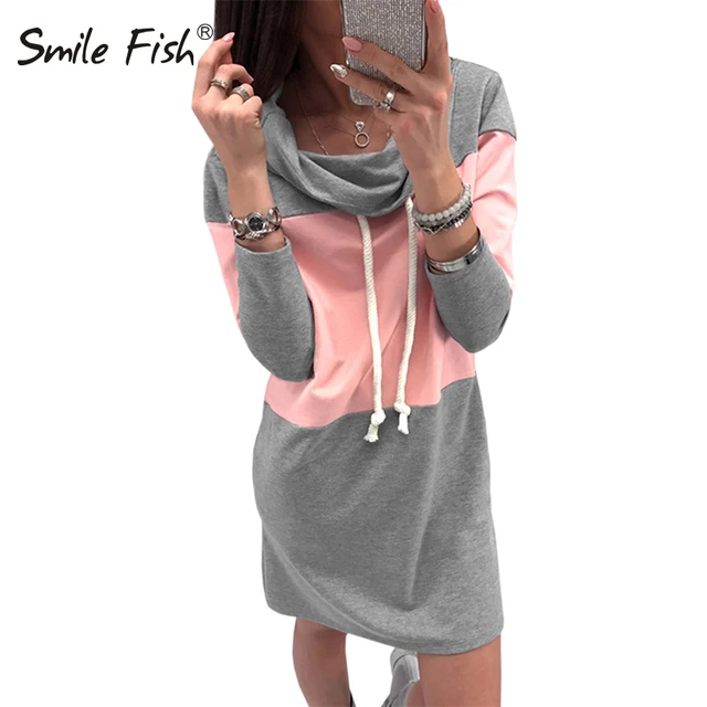 plus size sweatshirts dress woman turtleneck winter casual mini plus size sweatshirt dress
