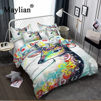 

3D Carton animal Elk peacock Bedding Set Mandala Quilt Cover Peace Design Bed Set Bohemian Mini Van Bedclothes 2/3pcs be1172