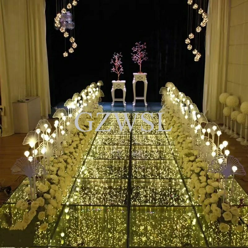Free Shipping Dmx Golden Mirrored Led Lighted Infinity Dance Floor