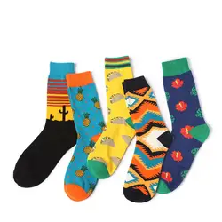 PEONFLY 5 пара/лот забавные красочные носки для влюбленных чесаный хлопок мягкие дышащие красочные носки яркая новинка носки для подарка