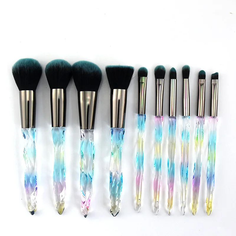 

10Pcs Diamond Makeup Brush Set Eye Shadow Lip Eyebrow Brushes High Quality Professional Foundation Brush