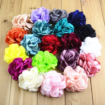 

240pcs/lot 8CM Burned Layered Flower Matching Sparking Rhinestone Satin Flower DIY Handmade