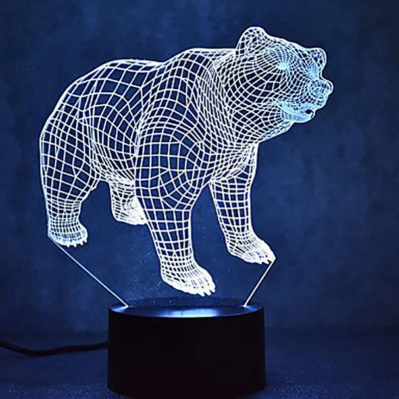 Спальня для сна 3D Led полярный медведь Моделирование подарки освещение, настольные лампы 7 цветов Изменение Животные ночник атмосфера Декор