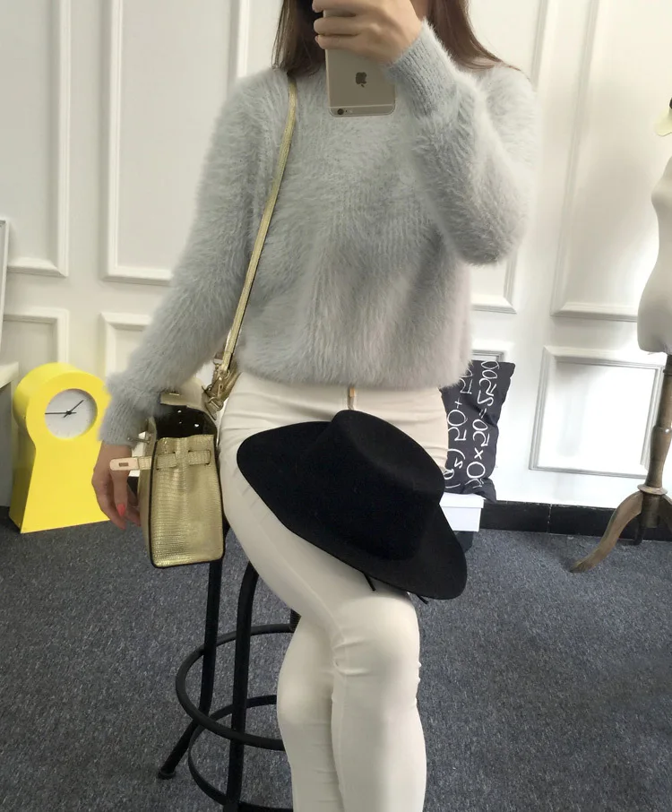 2016 New Winter Casual Sweater Women Long Sleeve Loose Thick Turtleneck Pullovers Female Solid Mohair Ladies' Sweater Coat