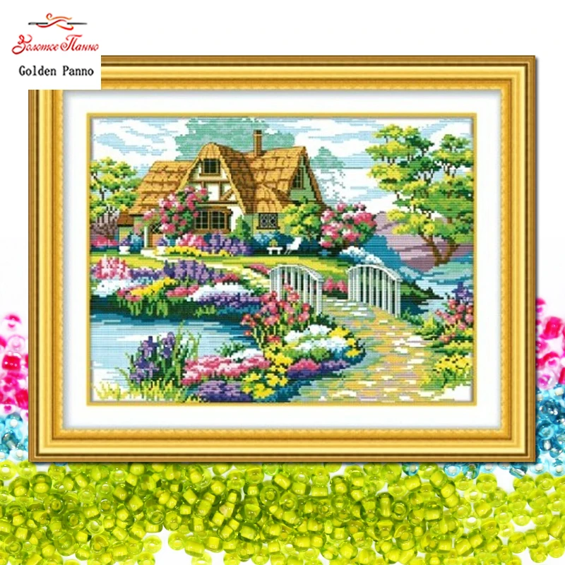 

Golden Panno,beads,Needlework,DIY,bead Cross stitch ,Embroidery stitch,Precise Printed painting,scenic Pattern cross,green 801