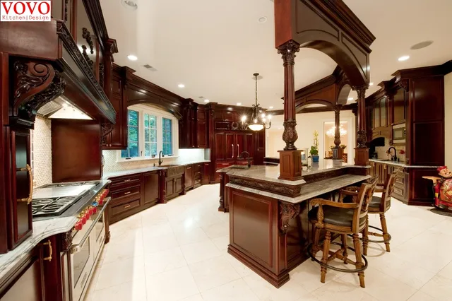 Elegantes muebles de cocina de madera de cerezo en Armarios de cocina