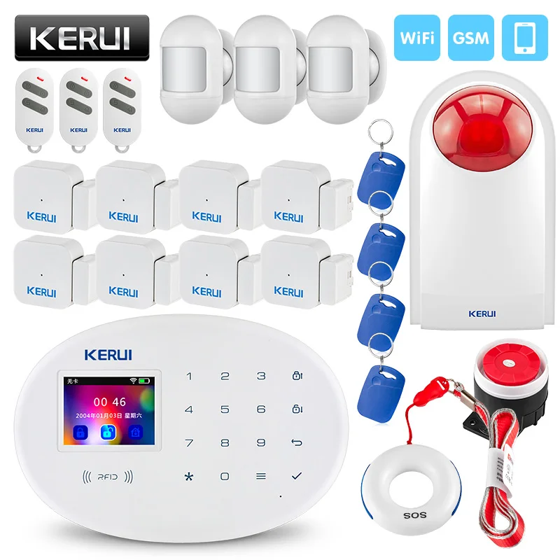KERUI W20 2.4 inch TFT Touch Panel Wireless Smart Home WIFI GSM Security Alarm System Built in Siren RFID Card Burglar Alarm KERUI W20 2.4 inch TFT Touch Panel Wireless Smart Home WIFI GSM Security Alarm System Built in Siren RFID Card Burglar Alarm