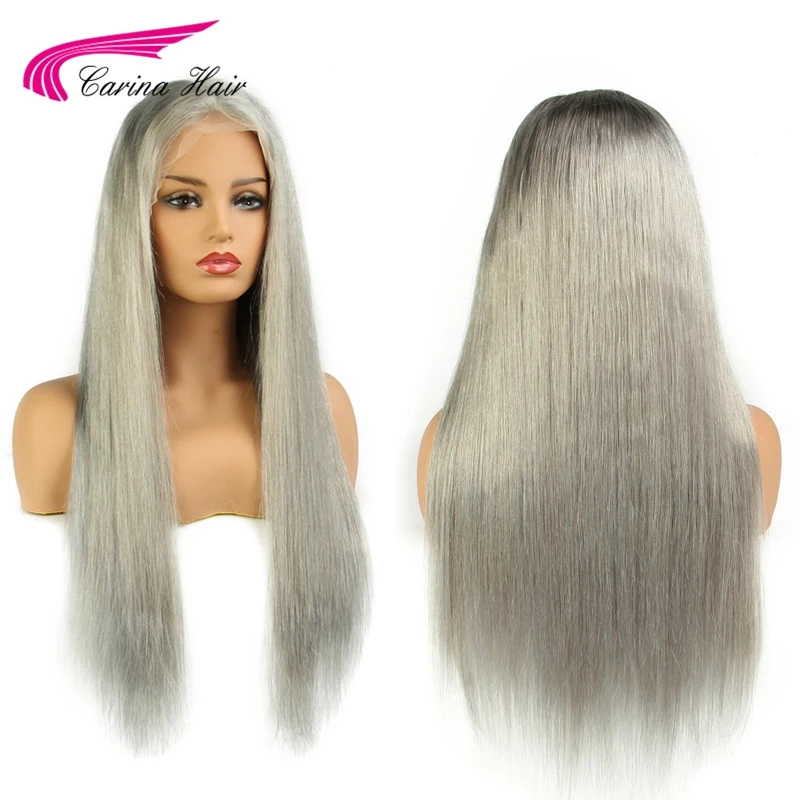  Carina Light Grey Color Lace Front Human Hair Wig with Baby Hair Pre-Plucked Hairline Remy Brazilia