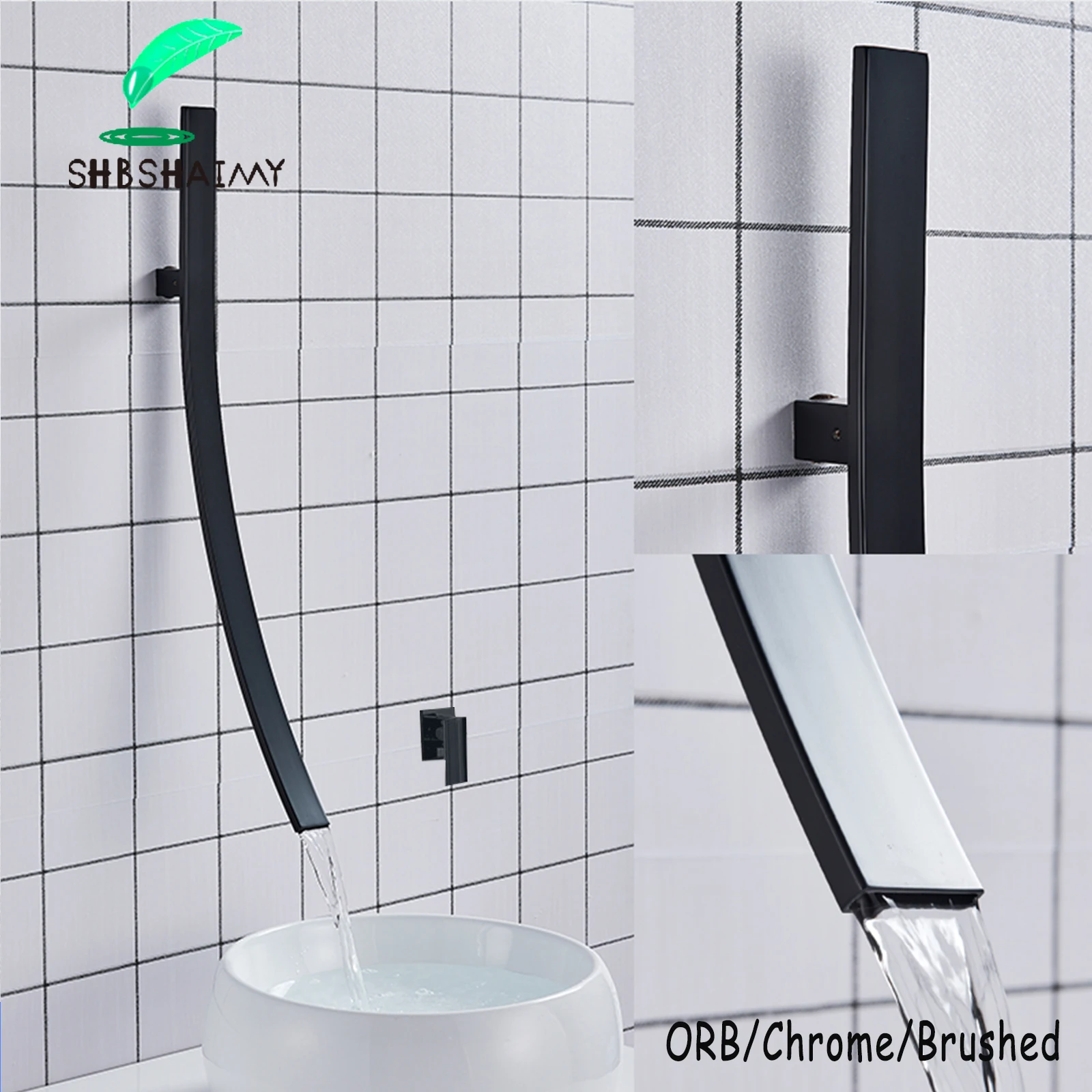 

27.5 inch ORB Bathroom Basin Faucet Waterfall Spout Wall Mounted Single Handle Hot Cold Mixer Tap Chrome/Brushed Torneira