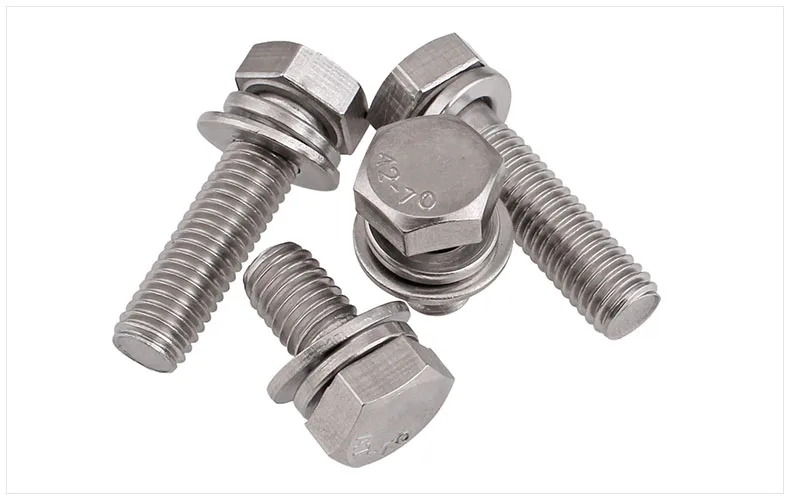 

GB9074 304 stainless steel screws external hex screws trimming M4 M5 M6 M8 M10 screws Three combination screws M5 bolts