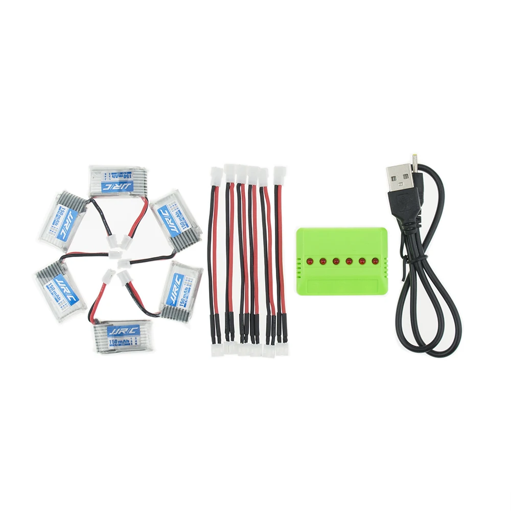 

Hilbert 6pcs 150mAh 3.7V li-po Battery and x6 USB charger Furibee F36 Eachine E010 JJRC H36 RC Quadcopter Spare Parts