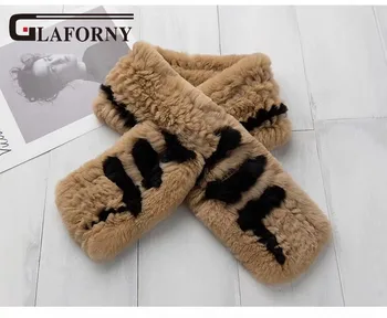 

FXFURS Women Genuine Rex Rabbit Fur Scarves Solid Real Fur Wraps Winter Warm Fashion Mufflers