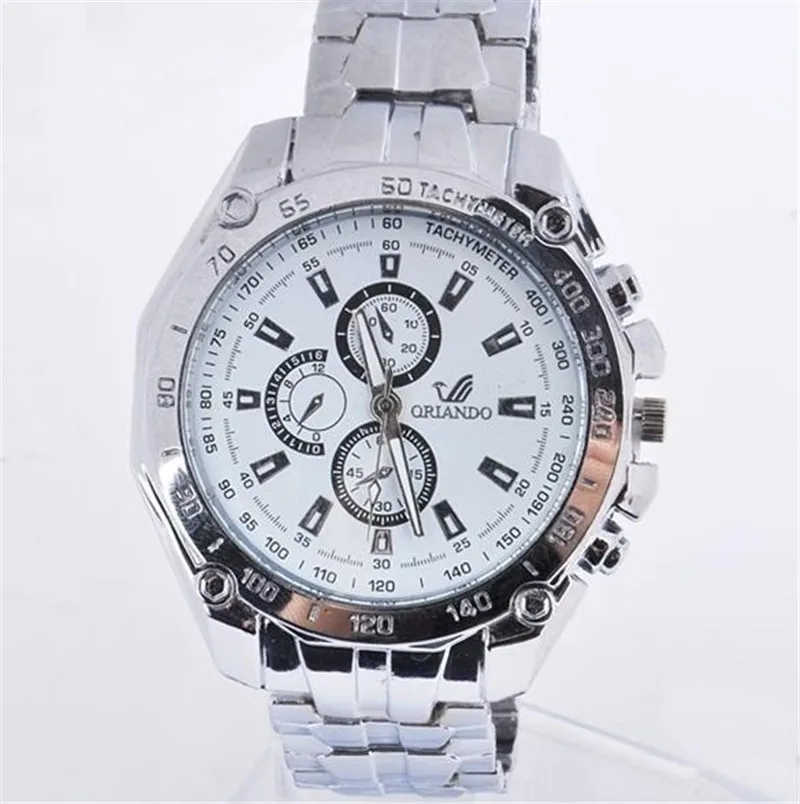 Luxury Silver Watch Quartz Watches Wristwatches Alloy Belt Sport Business Date Display Metal Watch Men Wrist Watch Business