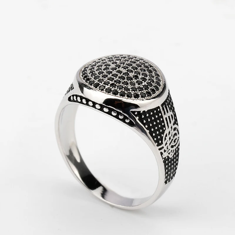 

Real 925 Sterling Silver Setting Small Black Zircon Rings Color Music Pattern Finger Ring for Men Women Fashion Jewelry