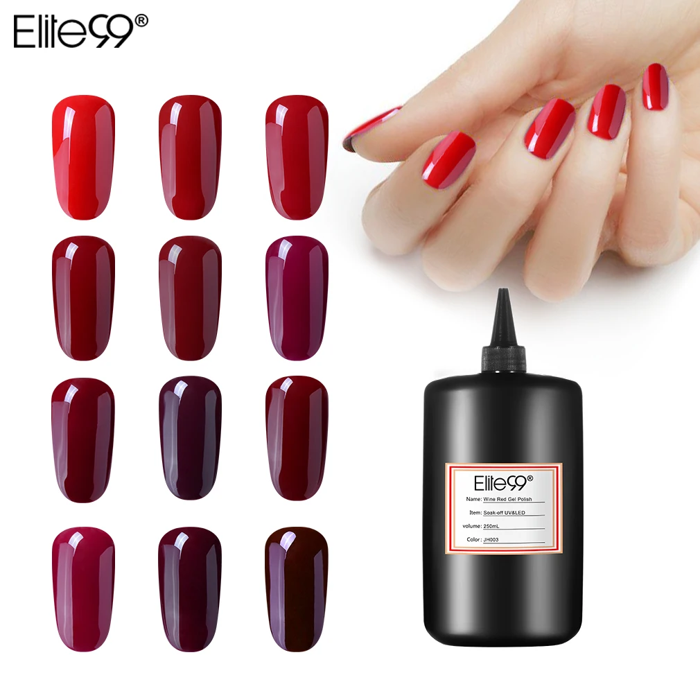

Elite99 250ML Wine Red Series Gel Nail Polish Nail Lacquer UV LED Soak Off Top Coat Base Coat Gel Nail Varnishes Gel Lacquer