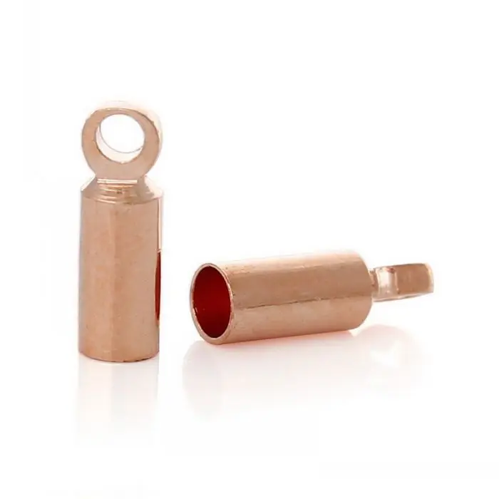 

DoreenBeads Retail Copper Necklace Cord End Tip Beads Caps Column/Cylinder Rose Gold(Fit 2mm Cord)W/Loop 8mm x 2.5mm,200PCs
