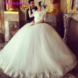 QFS072 Vestidos De Noiva с длинным рукавом Вечерние, свадебные платья кружевные винтажные платья принцессы Свадебные платья robe de mariage 2019