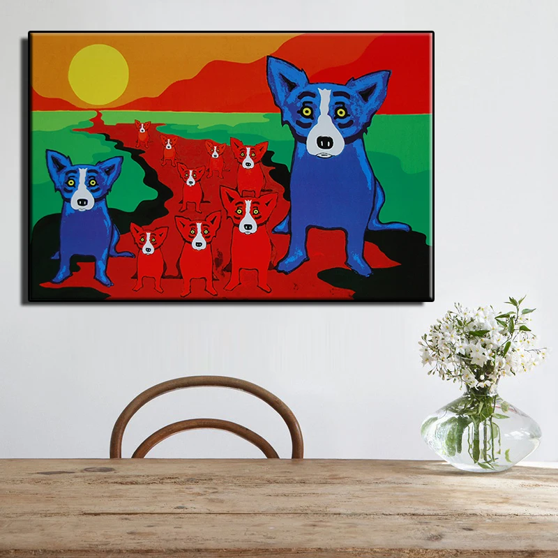 

American Style Animal Dog Oil Painting Modern pop elements wall HD canvas printing art Giclee home decoration murals no frame