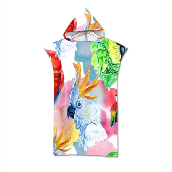

Lannidaa 3D Digital Printing Parrot Hooded Towel Wearable Bath Towel For Adults Flamingo Tropical Travel Microfiber Beach Towels