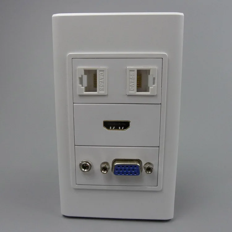 120 X 70 VGA 3.5mm audio HDMI dual RJ45 wall platein Extension Socket