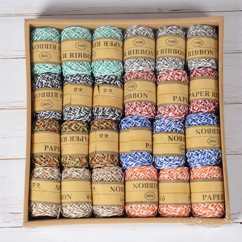 

24 boxed woven hemp and paper rope Creative diiy handmade vase decoration gift box packaging Tag rope 3-10m styles available