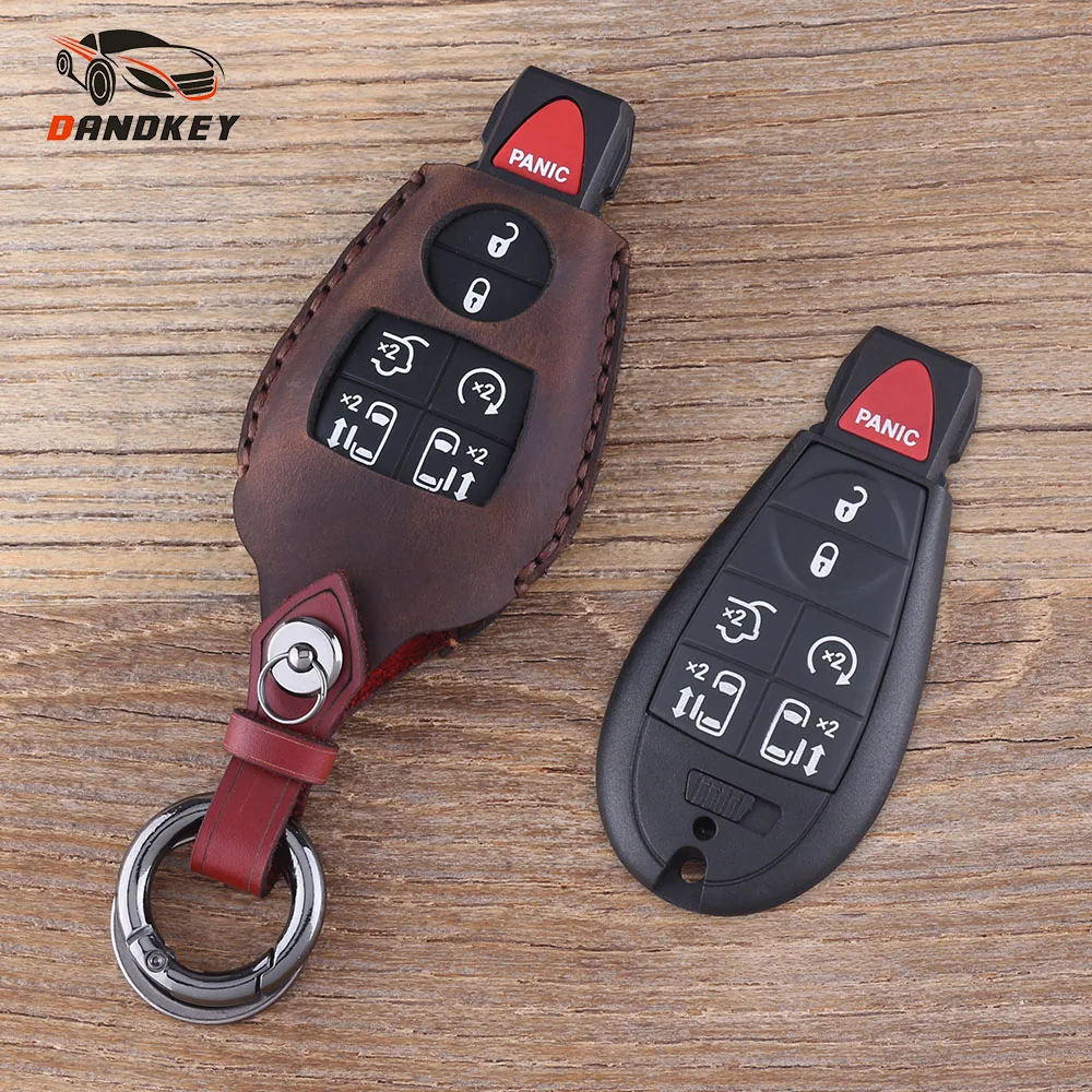 DANDKEY Genuine Leather Protector Key Case Cover Holder For Dodge Grand