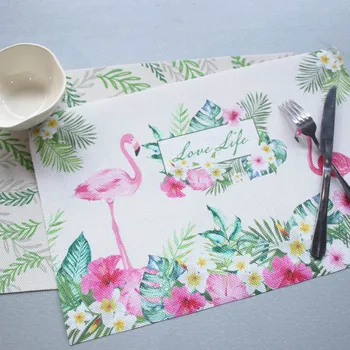 

Flamingos Placemat Dining Table Mat placemat for dining table PVC Disc Bowl Pad Coasters Waterproof set de table 2/4/6 Pcs