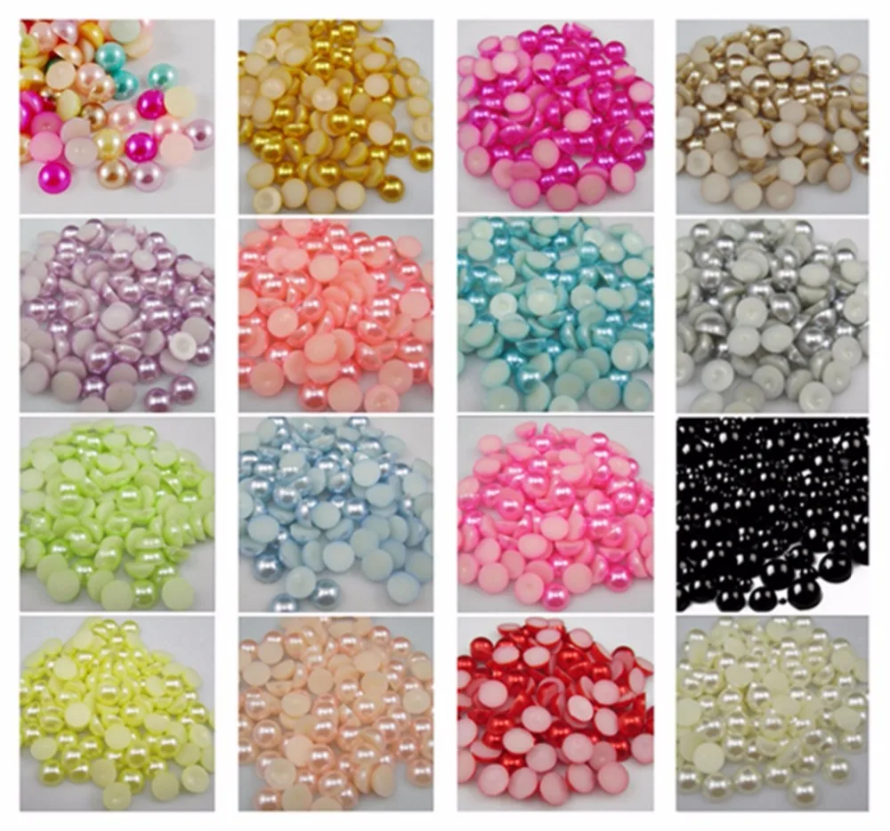 

Pick 3,4,5,6,8,10,12mm Multi 22 Colors Resin ABS Round Flatback Imitation Pearls Beads Crafts For Diy Nail Art Phone Decoration