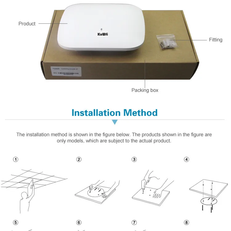 KuWFi 1200 Мбит/с Wifi роутер Крытый беспроводной потолок точки доступа беспроводной AP управляемый потолочный монтаж до 32 пользователя с 48 в POE