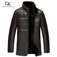 Dusen Klein Winter Leather jacket sheepskin wool liner mink fur collar luxury brand coats Black/Brown 15J1386