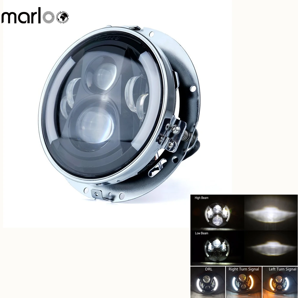 

Marloo DOT 60W 7" Motorcycle LED Headlight Turn Signal Indicator Light With 7 Inch Mounting Bracket Combo For Harley Davidson